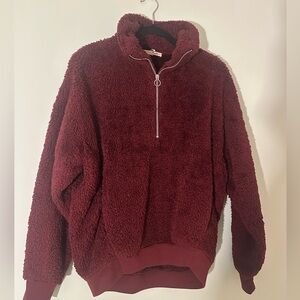 maroon Sherpa quarter zip